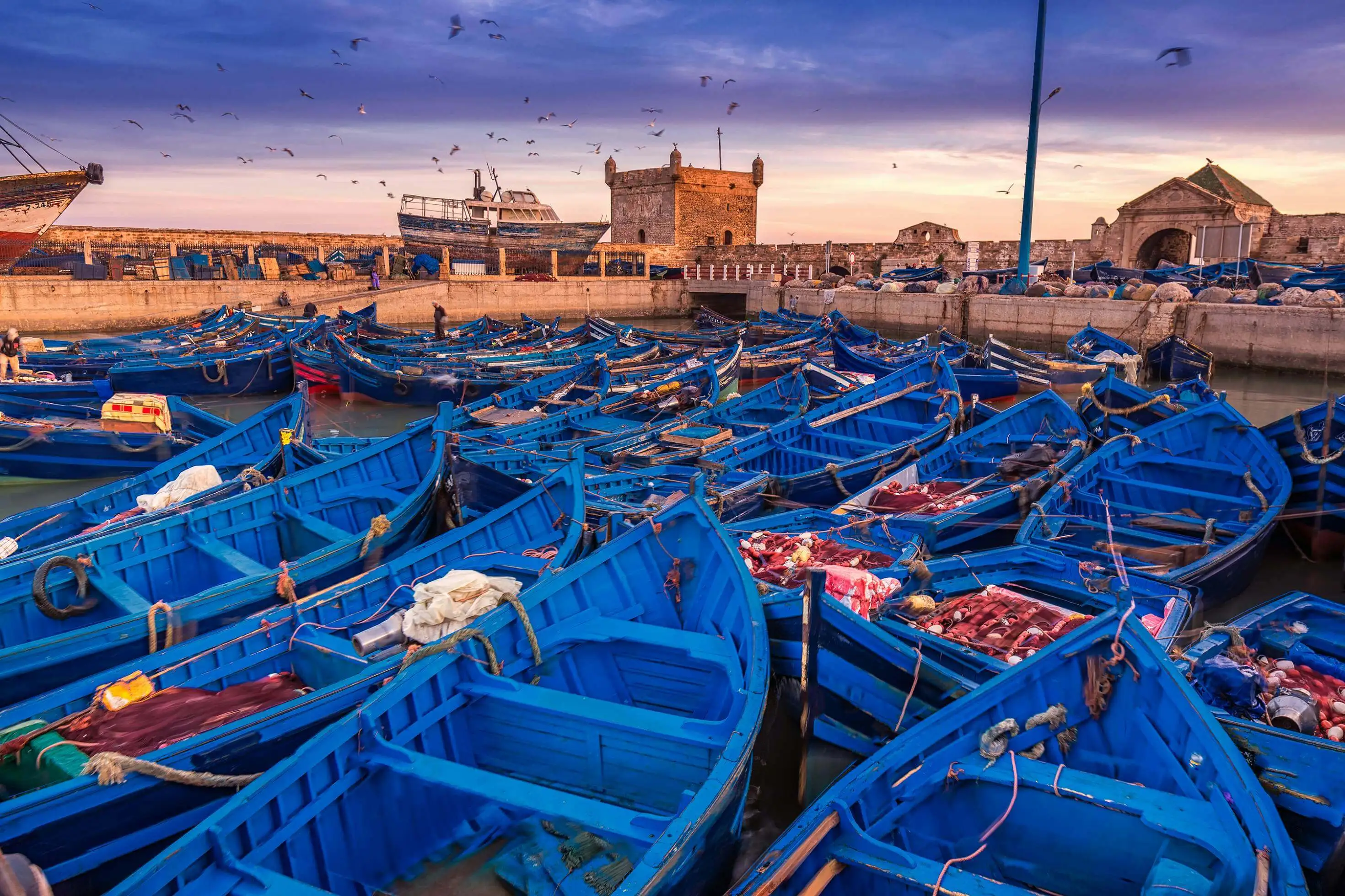 Essaouira blue harbour and ramparts Atlantic Morocco